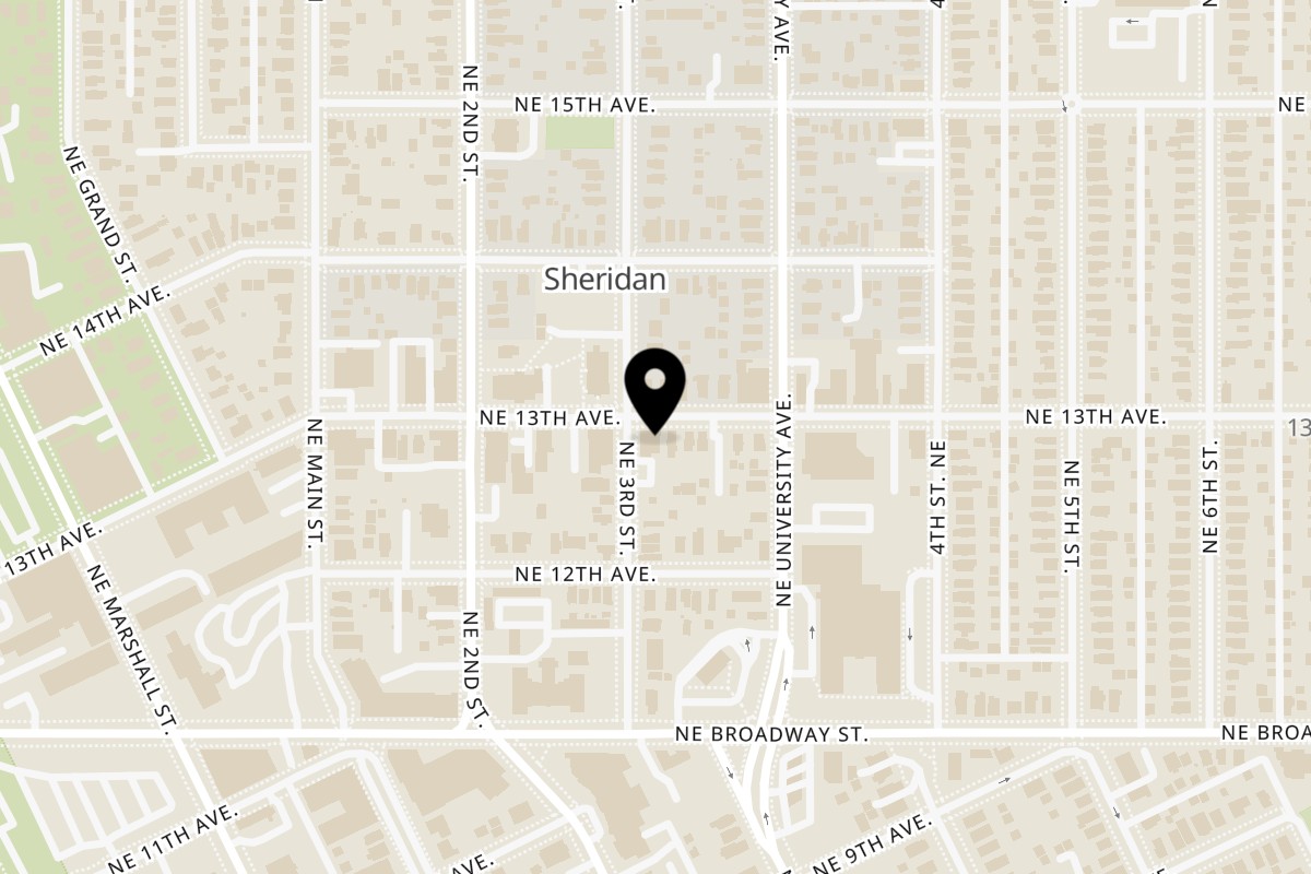 Map showing the location of The Anchor Fish & Chips on 302 13th Ave NE in Minneapolis
